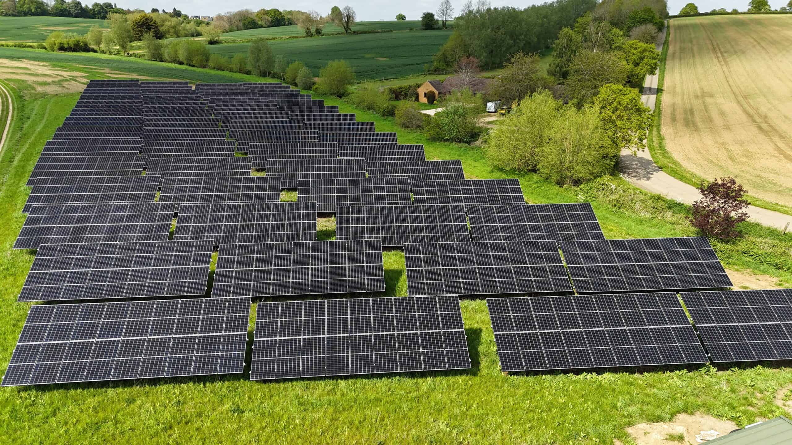 Leadenporch Farm Ground Mount Solar Array paired with battery storage