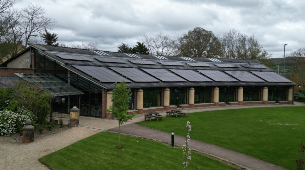The solar Roof on the dining hall at Wycliffe College
