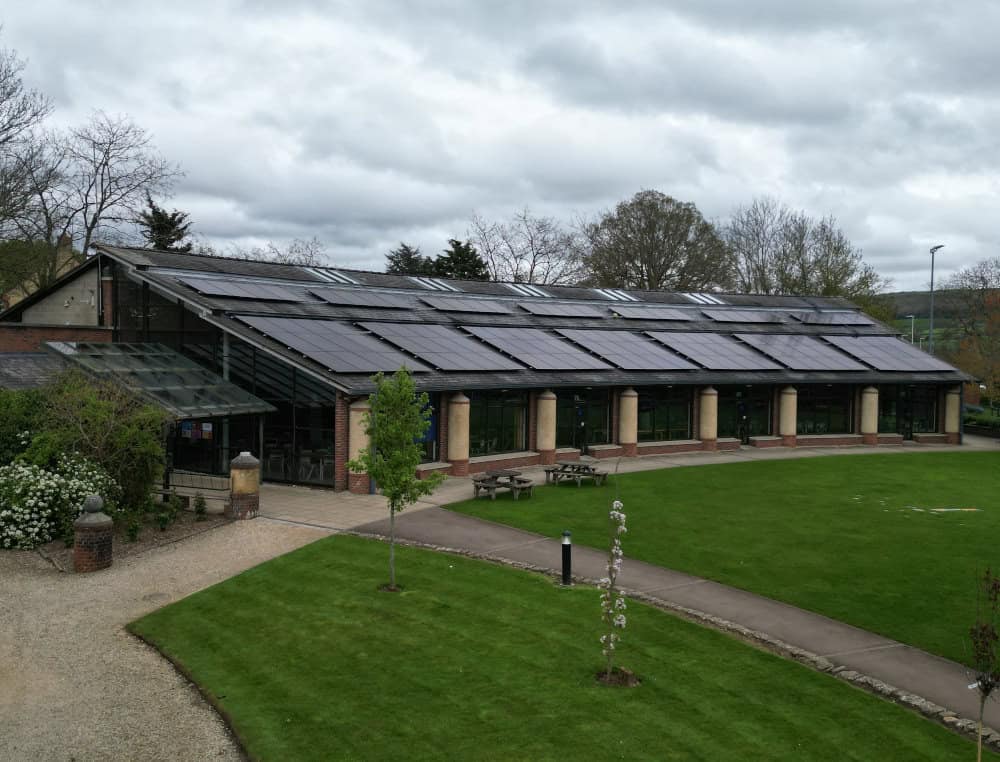 The solar Roof on the dining hall at Wycliffe College